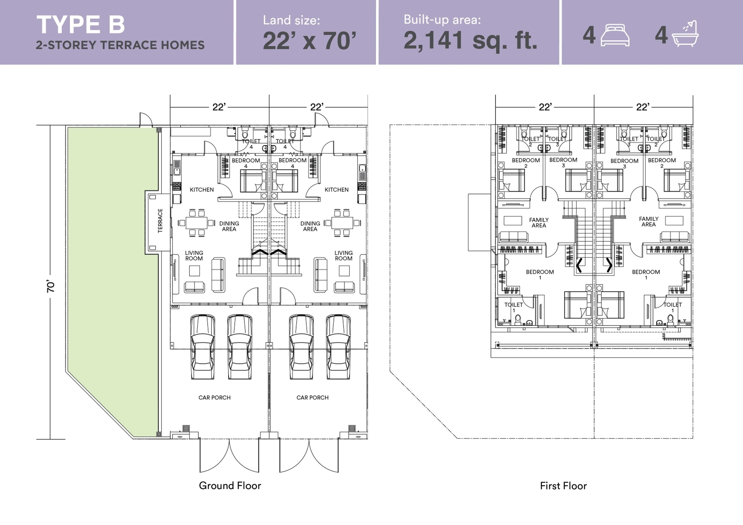 Official Astera Type B ground and first floor plans